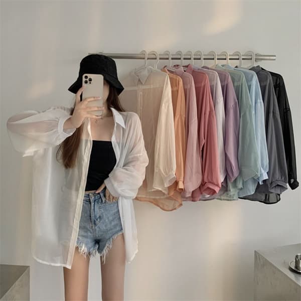 Dame Skjorte Bluse Langermet Topp ORANGE oransje orange