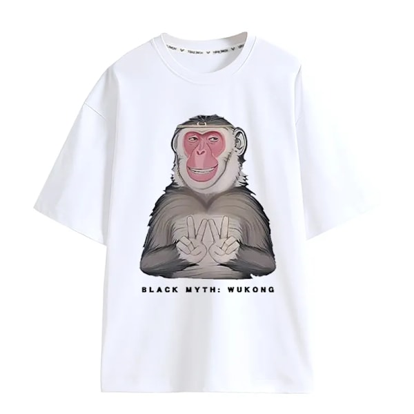 Black Myth Wukong Spil Tilbehør Løs Hurtigtørrende Kortærmet T-shirt Monkey King Sommer Modetøj Til Mænd Og Kvinder 2XL