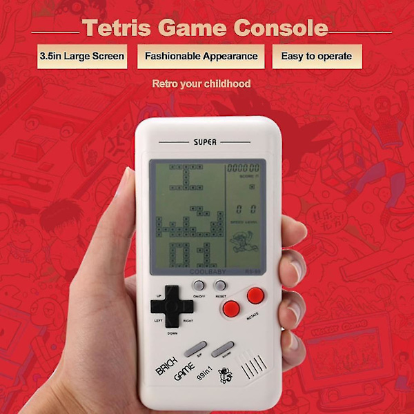 rs-99 klassinen pelikonsoli tetris-pelilohkopeli pulmapelit käsikonsoli lapsille sisäänrakennettu 26 erilaista peliä, valkoinenpunasininenkeltainenSatunnainen