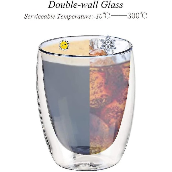 Dubbelväggig glaskaffe. 400 ml Latte-glas. Dubbelskiktat glaskaffe