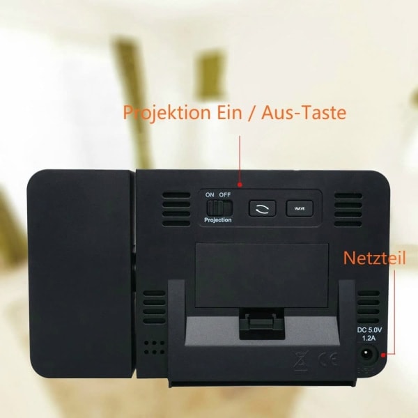 IC Projektionsväckarklocka digital väckarklocka med USB-port,