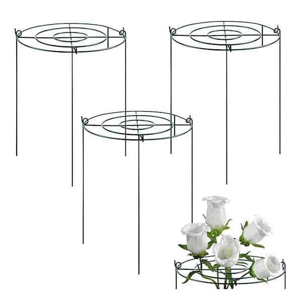 3 set pionstöd, växtstöd med bågar och galler med 4 ben, växtstöd, blomstöd-X43-