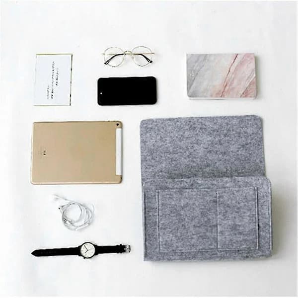 Felt Bedside Caddy with Pockets Bed Sofa Desk Hanging Storage Organizer for Phone Magazines Dark Gray Dark Gray
