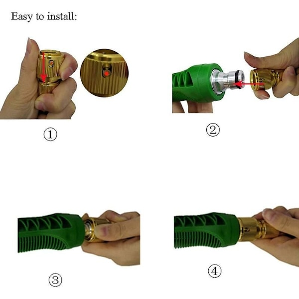 Hageslange, utvidbar hagevannslange fleksibel uttrekkbar slange med metallbeslag for vanning/hagestell/bilvask (2,5 m)