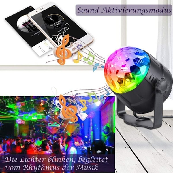 Speilkule med 15 LED-lys Diskokulelys Diskolyseffekter RGB LED for Halloween-dekorasjon, barn, klubbfest..DEBUNS