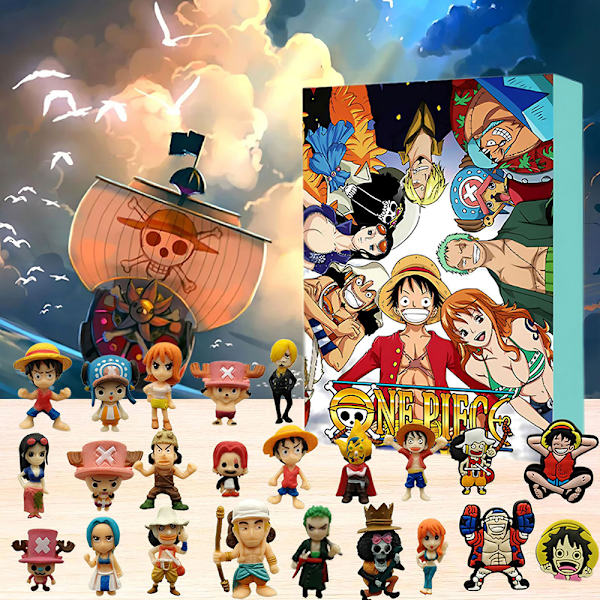 Julkalender, 24 st/set One Piece Figurer Julnedräkningskalender Blind Box, Överraskningsjulklapp för Barn