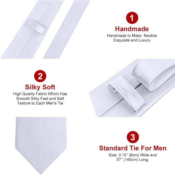 Miesten solmiot Klassinen yksivärinen satiininauha miehille Premium yksivärinen solmio miehille Muodolliset mustat solmiot miehille Liiketoiminta Hääjuhlat Työsolmio 8cm Light grey