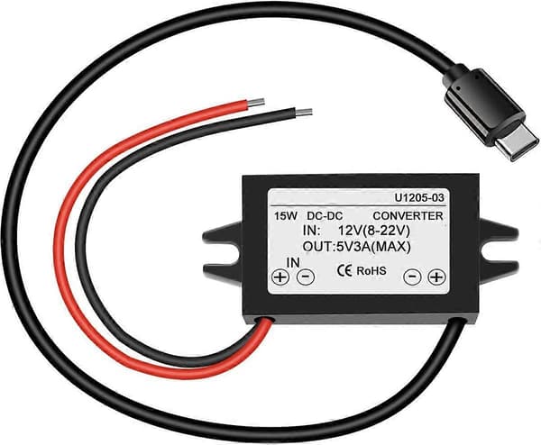 1 stk. Vanntett 12V til 5V 3A omformer, Type C USB C DC-DC nedtrappingsmodul strømforsyning kompatibel med Raspberry Pi 4, mobiltelefon, bil
