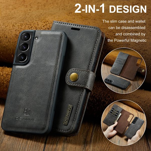 DG MING Samsung S24+ 2-i-1 Magnetisk Wallet Case - Grå grå Grey