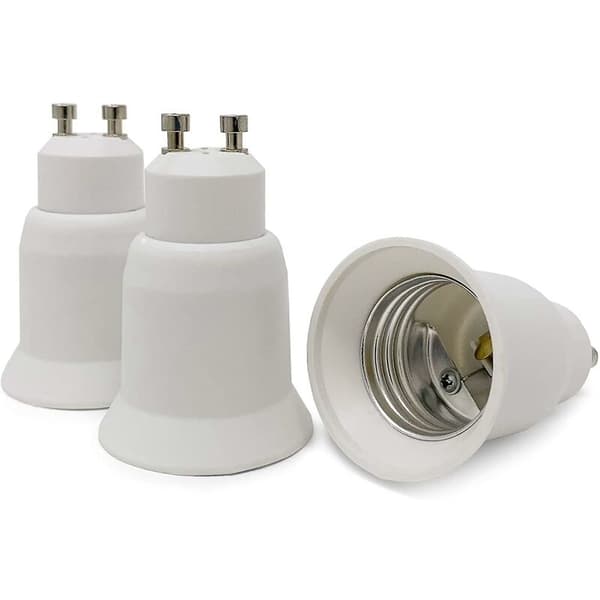 3-pak Lampefodsadapter - Hvid - GU10 til E27-fatning - Energibesparende Halogen LED-pæresokkeladapter