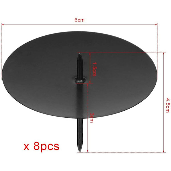 8 st adventljusstake metall, 6 cm ljusstake svart ljusplatta, ljusplugg för jul Svart 6 cm