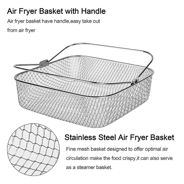 Air Fryer Korg 8,19 tum fyrkantig Air Fryer Korg för Instant Vortex Air Fryer,,,Air Fryer Tillbehör