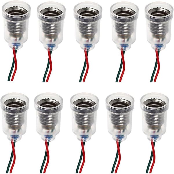 10 stk E10-lamper Base Led Skruemontering Små Pærer Holder Lyskontakt Med Ledning Kontakt For Krets Eksperiment Hjem Elektrisk Testing Tilbehør