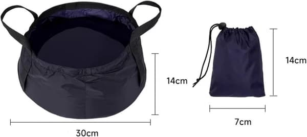 Sammenklappelig spand, foldbar vandtæt vandbeholder med håndtag og opbevaringspose til camping, vandreture, rejser og strand, blå