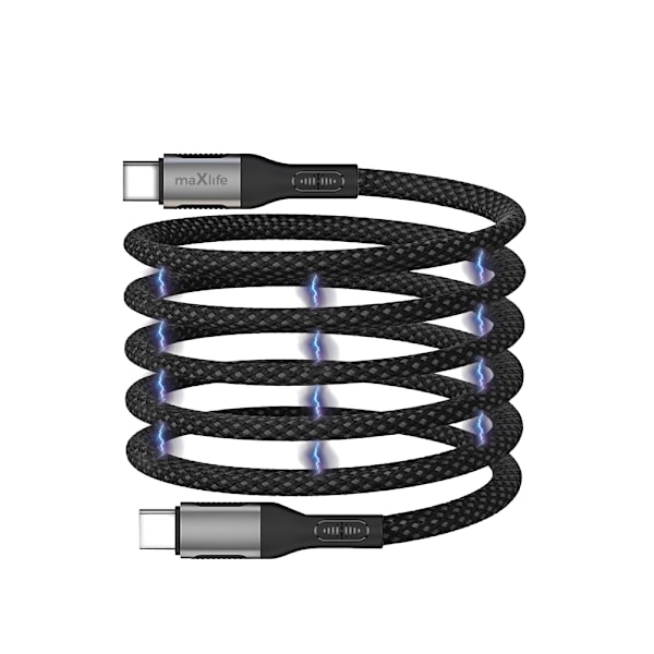 Maxlife MXUC-11 magnetisk kabel USB-C - USB-C 1,0 m 100W sort nylon