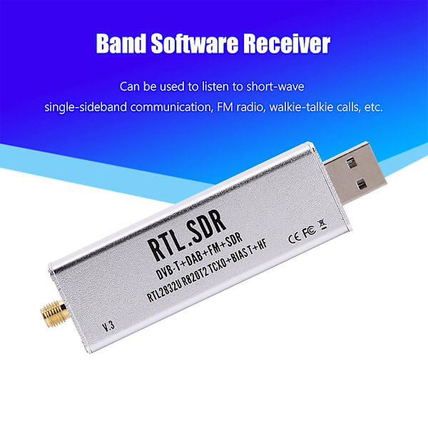 RTL SDR-mottaker V3 RTL2832U 0,1MHz-1,7GHz TCXO-mottaker med antenne