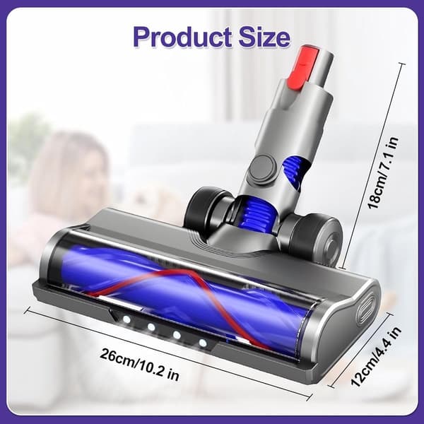 Erstatningsstøvsugerhode for Dyson V7/V8/V10/V11/V15/V8 Slim, LED V-formet børste, harde gulv og lavluvede tepper