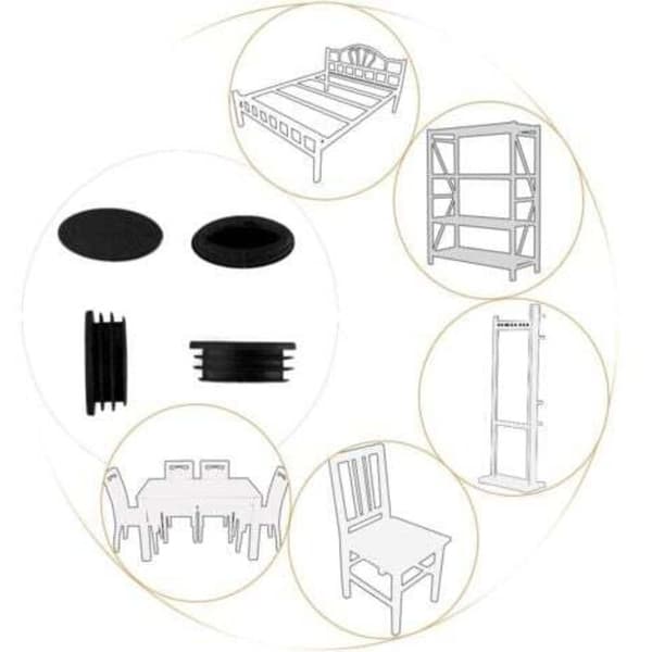 10 st Svarta Ovala Plaststolsbensskydd 20 x 40 mm