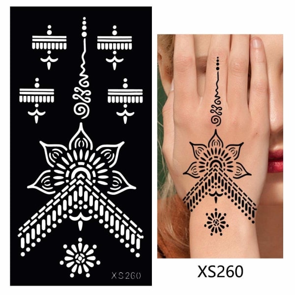 IC Temporär tatueringsstencil - 8 ark Henna tatueringsmall för handfinger handled ihålig kroppsmålning Henna stencil Airbrush målning