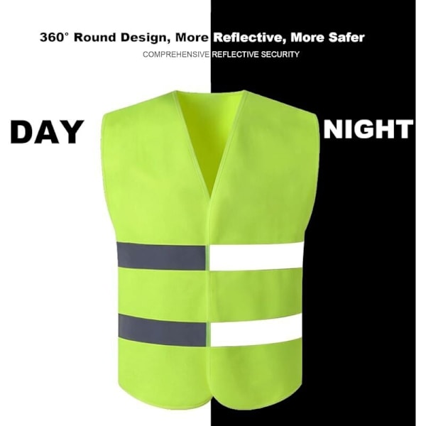 4 stk. sikkerhedsveste til bil, 360° reflekterende sikkerhedsvest, gul vest, reflekterende vest til bil, kvinder, mænd, voksne, til bilister, chauffører, arbejdere..DEBUNS
