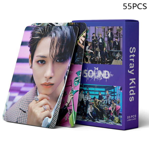 IC 55st/ sæt Kpop Stray Kids Lomo-kort Nytt album The Sound Photo Black one size