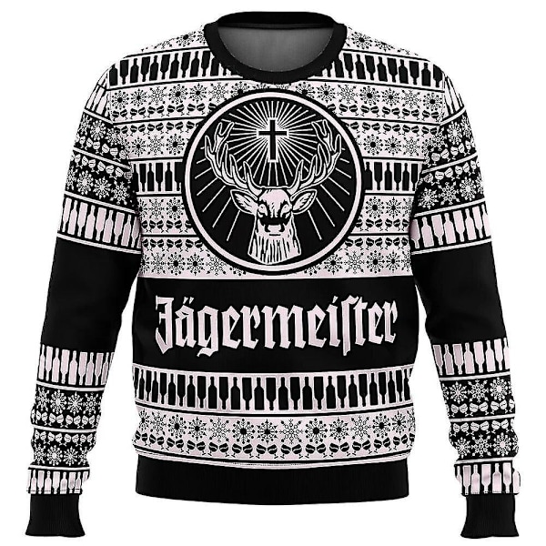 Bebetter Jagermeister Karneval Juletrøje Trøje Mænd 3D Swe Sort Black 4XL