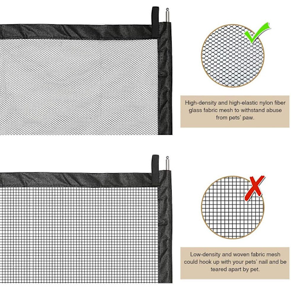 Indragbar inomhusgrind för hundar - Säkerhetsbarriär för husdjur (180x72cm, svart)