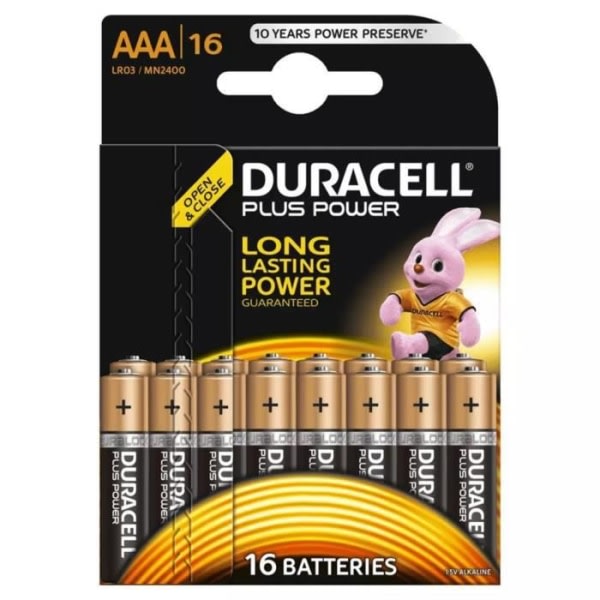 P2 Duracell AAA Plus Power Alkaline Batterier 16 st