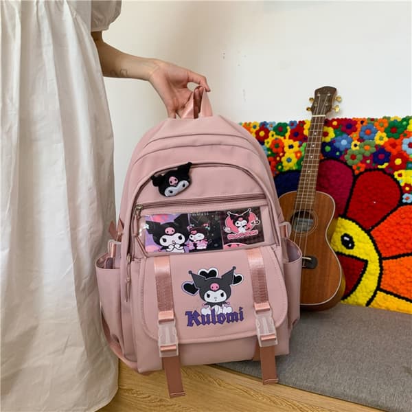 Sanrio Kuromi Ryggsäck Flickor Mode Stor Kapacitet Skolväskor Rosa Pink