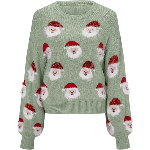 Julkläder för kvinnor - Söt Merry Christmas Santa Claus Jultröja Bekväm Stickad