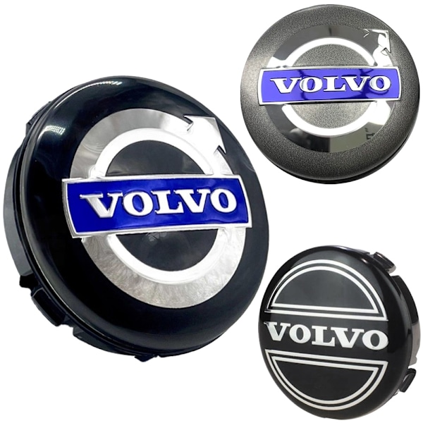 4-Pack - Volvo Navkapslar / Hjulnavsemblem - Bil 70 70 64mm Svart