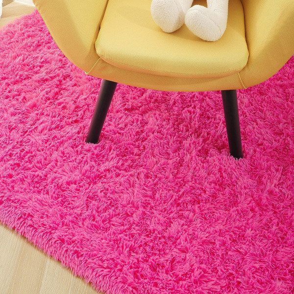 IC Mjuka, fluffy tæpper til soveværelse, børneværelse, plysset Shaggy børnehavetæppe, lodne tæpper - (pink 40*60 cm)