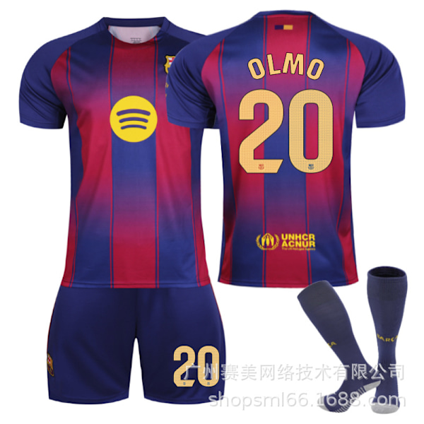 25-26 Barcelonan lasten jalkapallopaita 6 Gavi 9 Lewandowski 19 Yamal 8 Pedri pelipaita Barcelona puku Size 20 socks 28#