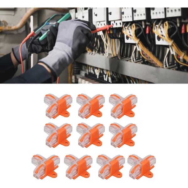 10 STK Trådkopplingsset T Typ Koppar PC Skal Transparent Snabb Skarvplint Orange, DUBUNS