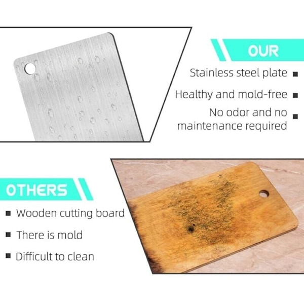 Titanium skjærebrett - Rustfritt stål - Dobbeltsidig - Matvaregodkjent - Lett å rengjøre og fri for urenheter - 29 x 20 cm, fra DEBUNS