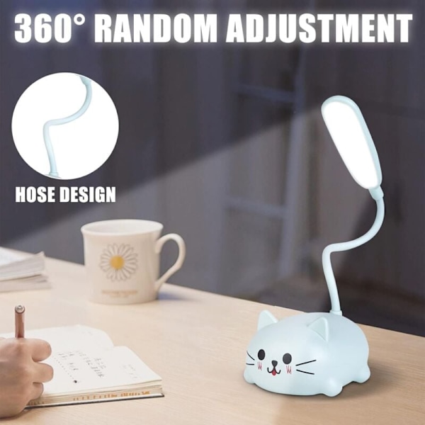2 stk. Skrivebordslampe for barn, LED-leselys med mobiltelefonholder, USB-oppladbar, energibesparende nattbordslampe med fleksibel arm, gave til barn