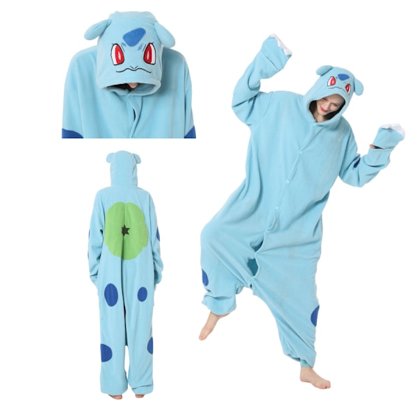 Polar Fleece-serie Halloween Tegneserie Dyr Onesie Pyjamas MJ51 Par Pyjamas Bulbasaur S