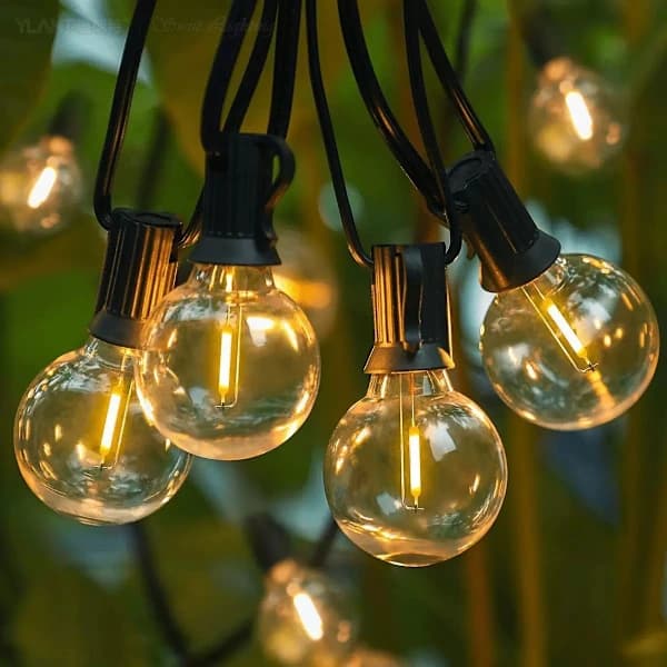 G40 Lyslenke — Retro Utendørs Camping LED-lys — Terrassebelysning (20 Meter, 30 Lys) 20M 20M