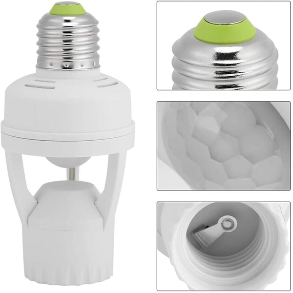 Sockel med PIR-rörelsesensor Glödlampor med E27-sockel för inomhusbruk med tids- och ljusjustering