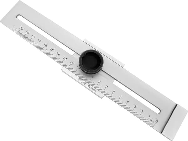 Merkelinjal i rustfritt stål, metallmåleområde 250 mm, parallell risselinjal i rustfritt stål