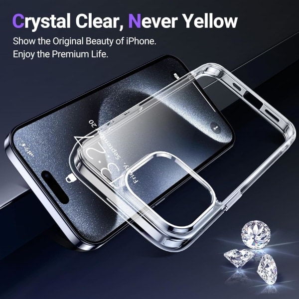 IC Fodral for Apple iPhone 15 Pro (2023), kamerabeskyttelse støtsikker TPU myk silikon mobilskall iPhone 15 Pro Max (klar)