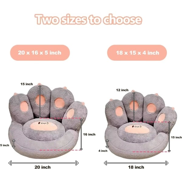 IC Kattepote Pude Lazy Sofa Stolspude 18 tommer (ca. 45,7 cm) Hyggelig Kawaii Plys Varm Gulvpude Sød Siddepude Soveværelsesdekoration Grå