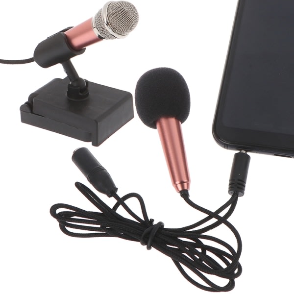 Bärbar 3,5 mm Stereo Studio Mic KTV Karaoke Mini Mikrofon Rose röd