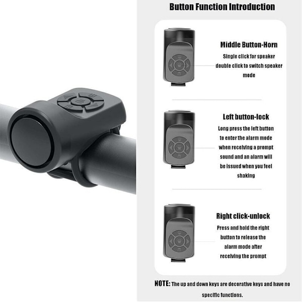 Rubberskin Sähköpyörän Kello, Elektroninen Äänimerkki Polkupyörän Kello 120dB, Kannettava USB-ladattava Pyörän Äänimerkki Hälyttimellä MTB Maantiepyörälle..DEBUNS