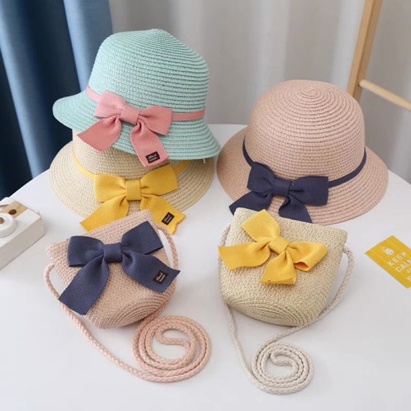 IC Barn Solhatt Flickor Sommar Nytt Set Hatt Baby Sol Vit
