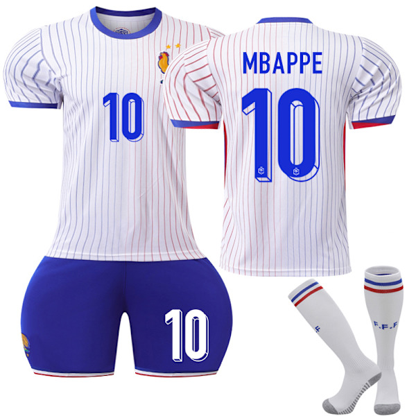 UEFA Euro 2024 Frankrig Udebanebørnesæt Fodboldsæt nr. 10 Mbappe Adult L