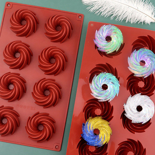 IC 1st 8 Hulrom Silikon Kakeform DIY Mini Spiralformet Kake Cho
