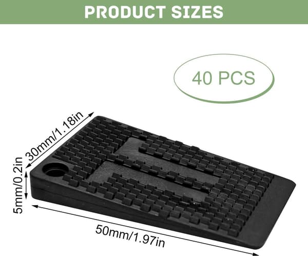 Møbelkiler, 40 stk., nivelleringsafstandsstykker af plast, sorte, 30x50x5 mm, til borde, stole, skabe