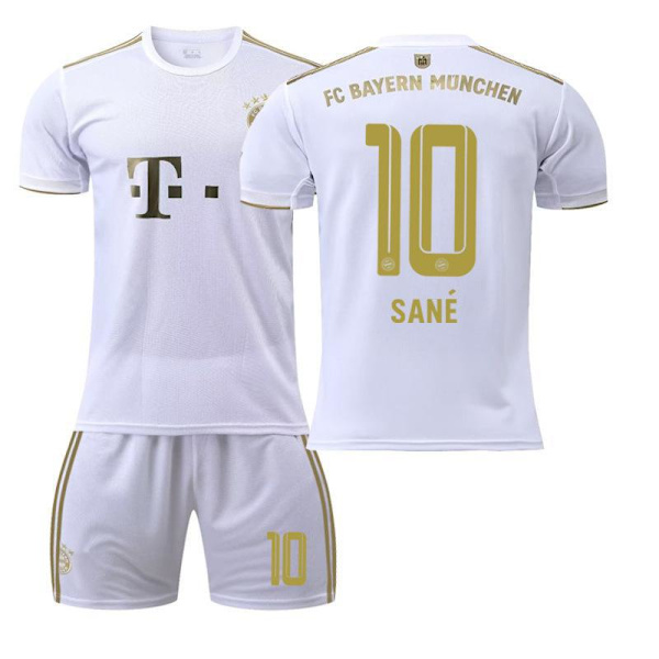22-23 Bayern borte hvit nummer 17 Mane 6 Kimmich 4 De Ligt 25 Muller 10 Sane fotballdrakt 2223 Bayern borte nummer 10 2223 Bayern away number 10 M