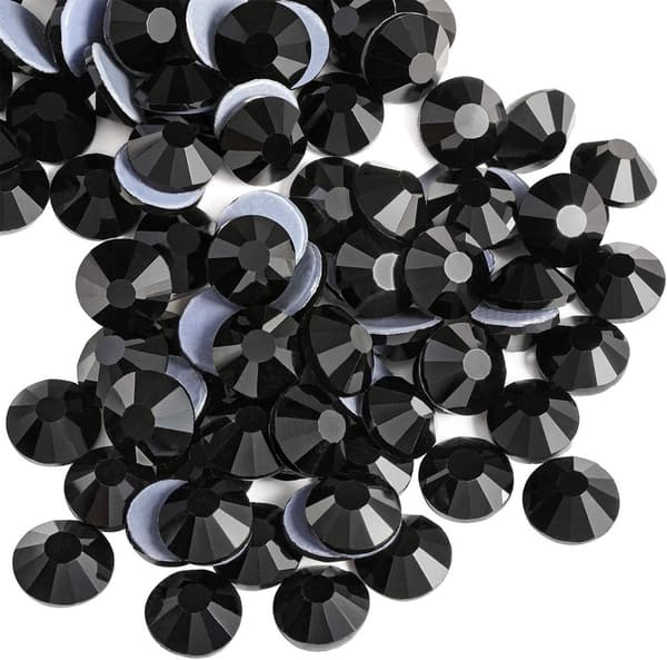 Hot Fix-strass, platta glasstenar, 1 440 stycken för DIY-kläder och accessoardekoration, svart, SS16 3,8-4 mm